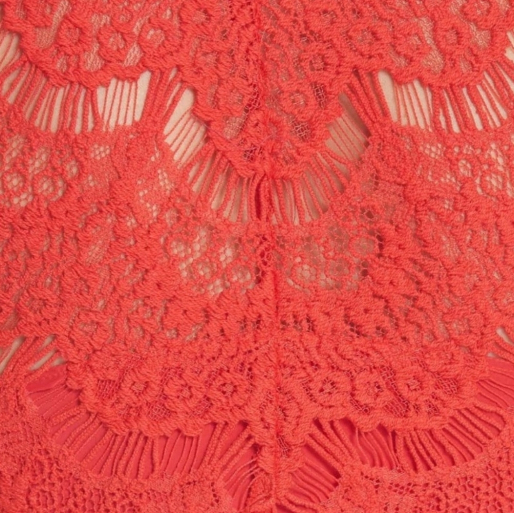 Free People Sabina Ginger Set Crop Top Mini Skirt Lace Red Sizes Sm & Md NWT - Picture 5 of 16